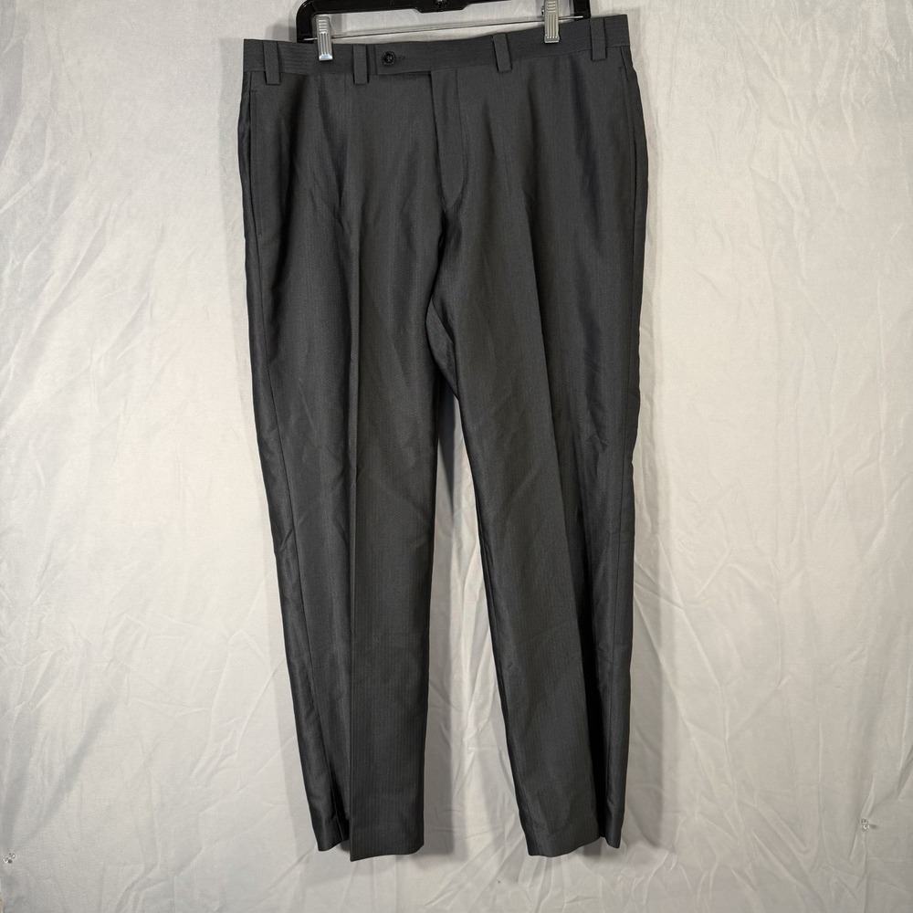 calvin klein mens dress slacks Silky Gray Size 36x30 Preppy Office Formal‎ Rayon